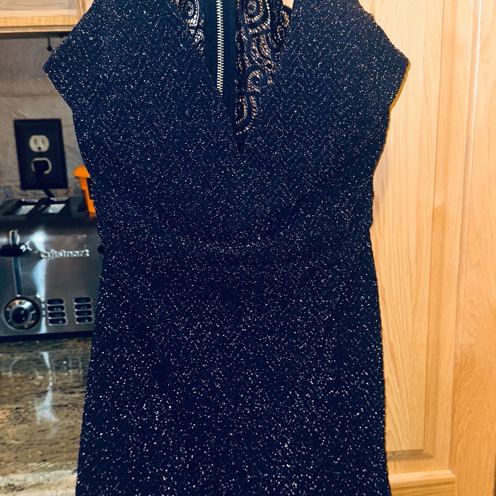 Chic Navy Blue Glitter Mini Dress Medium
